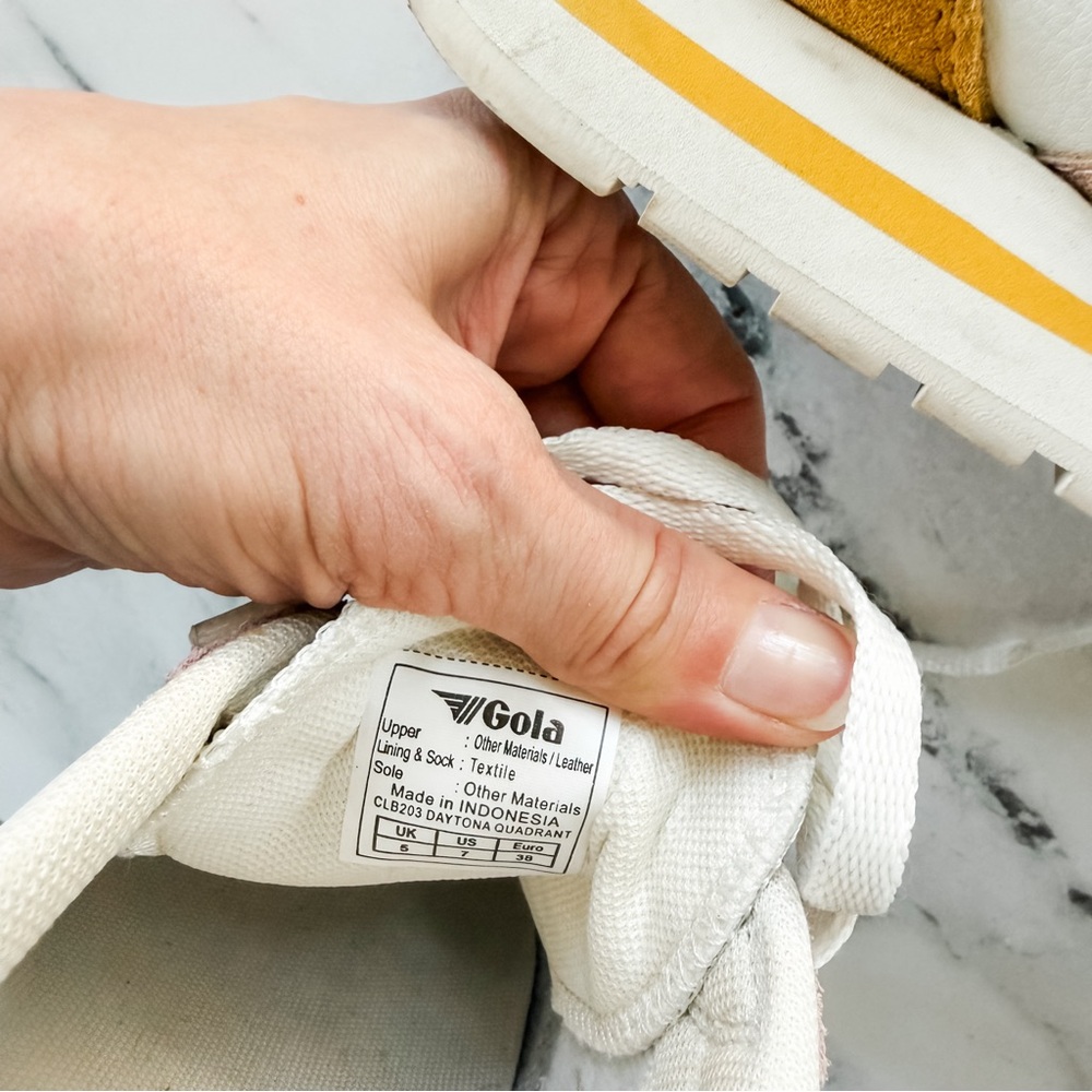 Gola Womens Classics Daytona Quadrant Sneaker in Off White/Ash/Rose Gold/Sun - Picture 9 of 9
